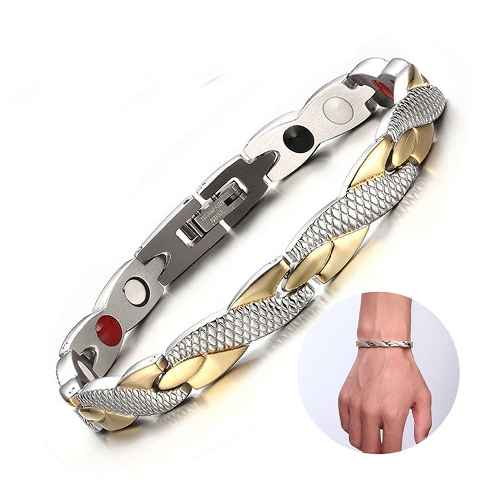 Magnetic Bracelet For Women Twisted Healthy Power Therapy Magnets Magnetite Bracelets Bangles Men Health Care Jewelry Stainless