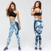 Moonbiffy 2018 Women Fashion Sexy Blue Camo Print Leggings Slim High Waist Elasticity Breathable Leggings Woman Pants