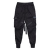 Men  Multi-pocket Ribbons Color Block Black Pocket Cargo Pants 2019 Hot Harem Joggers Harajuku Sweatpant Hip Hop Trousers