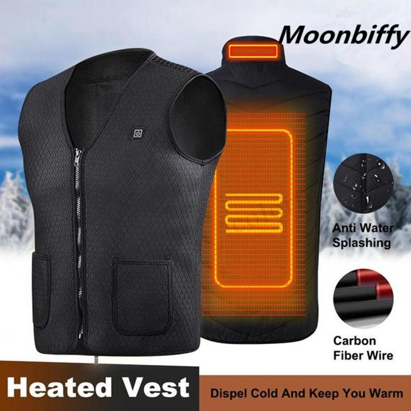 Men Women Outdoor USB Infrared Heating Vest Jacket Winter Flexible Electric Thermal Clothing Waistcoat Fishing Hiking Dropship