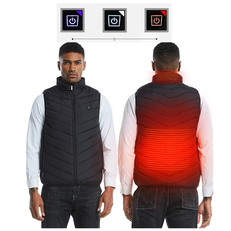 2019 Outdoor Men Electric Heated Vest USB Heating Vest Winter Thermal Unisex Warming Heated Vest Camping Hiking Warm Jacket