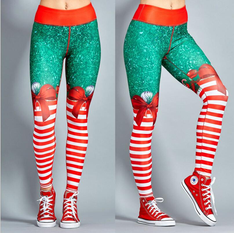 2019 Christmas Printing Leggings Put Hip Elastic High Waist Legging Breathable Merry Christmas Pants