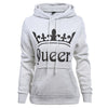 Autumn Winter Knitted King Queen Letter Printed Couple Hoodies Hip Hop Street Wear Sweatshirts Women Hooded Pullover Tracksuits