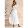 Moonbiffy Summer Sundress Long Women White Beach Dress Strapless Long Sleeve Loose Sexy Off Shoulder Lace Boho Cotton Maxi Dress