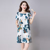 Moonbiffy  new arrived 2018 summer cotton and linen ethnic style dress short-sleeved loose long section printed dresses