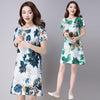 Moonbiffy  new arrived 2018 summer cotton and linen ethnic style dress short-sleeved loose long section printed dresses