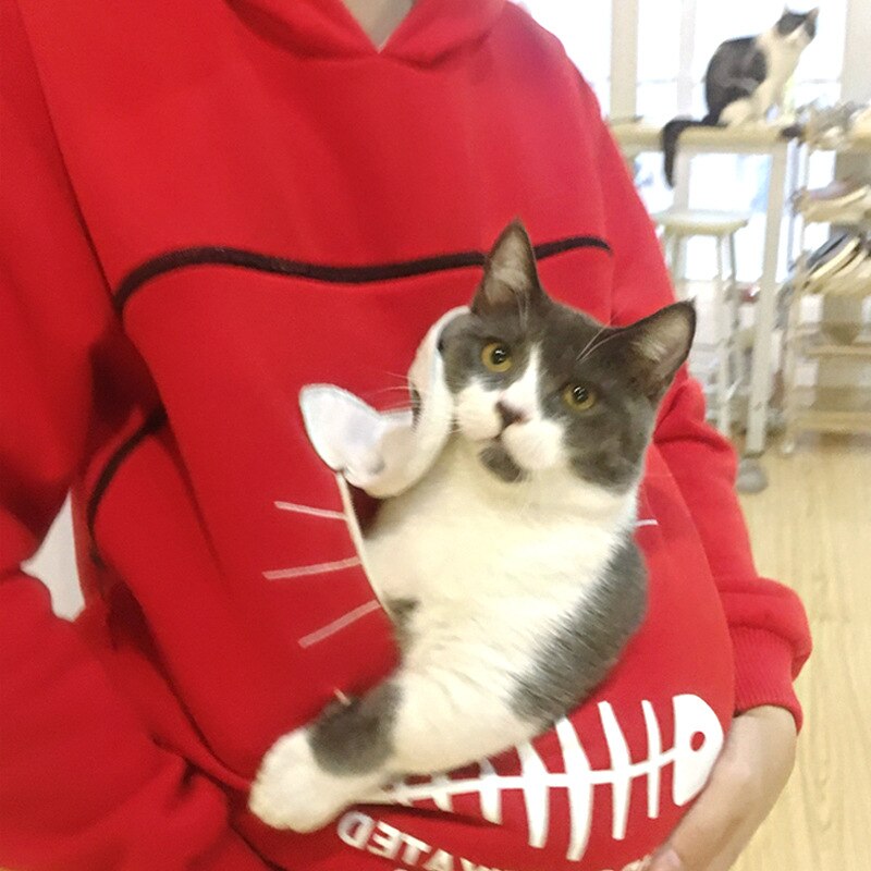 Woman Fashion Man Cat  Hoodie Kangaroo Dog Pet Paw Dropshipping Pullovers Cuddle Pouch Sweatshirt Pocket Animal Ear Hooded