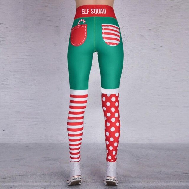 2019 Christmas Printing Leggings Put Hip Elastic High Waist Legging Breathable Merry Christmas Pants