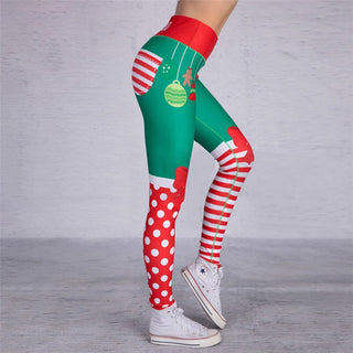 Christmas Style Digital Print Patchwork Colorful Skinny Pants For Women Elegant Casual Cute Pants