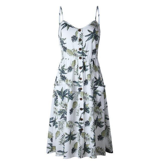 Summer 2018 Strap Print Floral Dot Long Boho Bohemian Beach Dress Women Sundress Sexy Casual Loose Elegant Vintage Ladies Dress