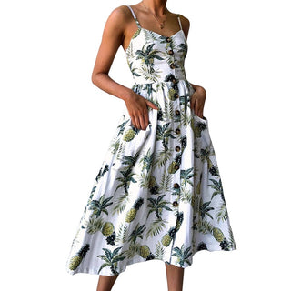 Summer 2018 Strap Print Floral Dot Long Boho Bohemian Beach Dress Women Sundress Sexy Casual Loose Elegant Vintage Ladies Dress