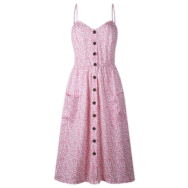 Summer 2018 Strap Print Floral Dot Long Boho Bohemian Beach Dress Women Sundress Sexy Casual Loose Elegant Vintage Ladies Dress