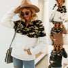 Women Fleece Sweatshirt Winter Casual Faux Fur Leopard Patchwork Fluffly Female Hoodies Warm Turtleneck Zipper Thick Sherpa Tops