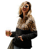 Women Fleece Sweatshirt Winter Casual Faux Fur Leopard Patchwork Fluffly Female Hoodies Warm Turtleneck Zipper Thick Sherpa Tops