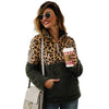 Women Fleece Sweatshirt Winter Casual Faux Fur Leopard Patchwork Fluffly Female Hoodies Warm Turtleneck Zipper Thick Sherpa Tops