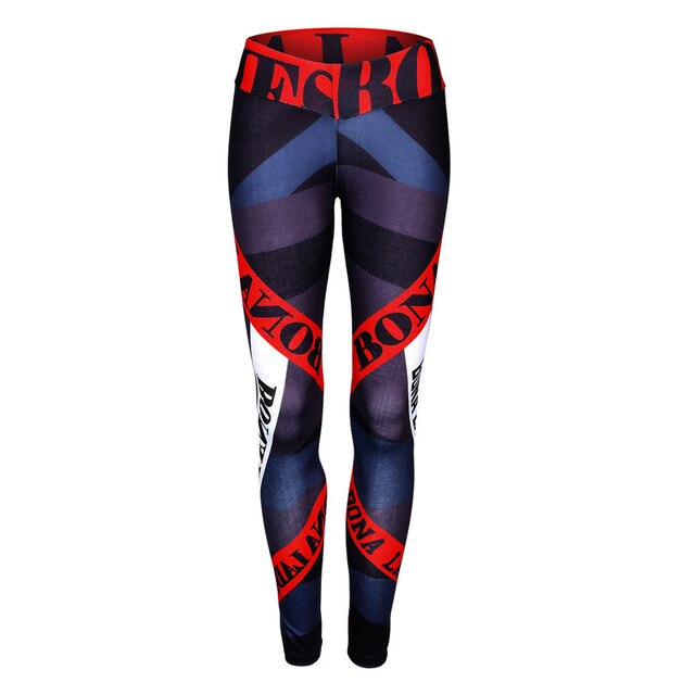 Women 3D Letter Print Sexy Fitness Leggings Slim Skinny Workout Leggins High Waist Active Elastic Sporting Leegings Trousers